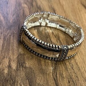 Silver-Tone Beaded Statement Bangle Bracelet - Women Jewelry